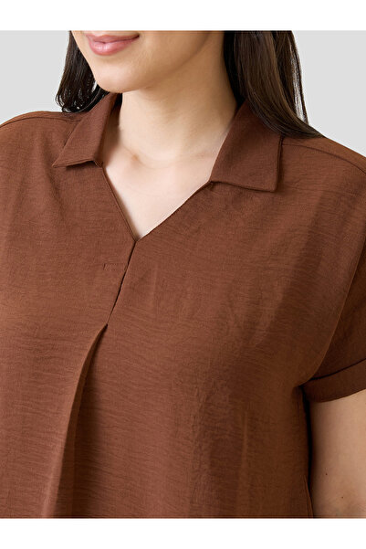 Globus By Styli Brown Short Sleeve Top