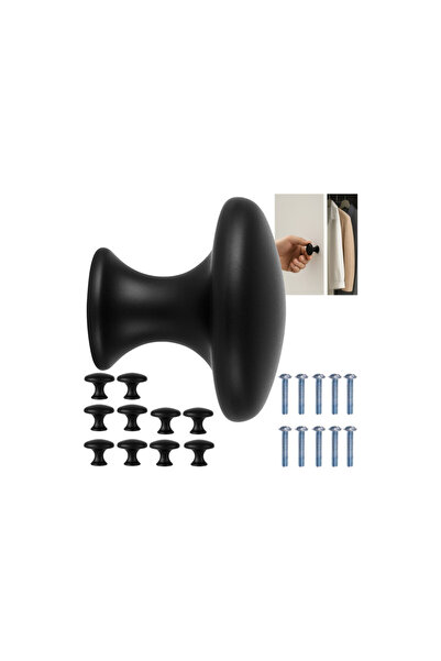 Ruhhy Set de 10 mânere pentru mobilă, stil industrial, negru mat, 30 mm