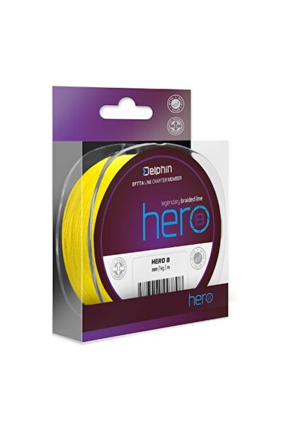 DELPHİN Fir împletit Fish-On-X Hero 8, galben fluorescent, 0,35 mm, 23,6 kg, ...