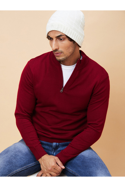 Globus By Styli Men Maroon Pure Acrylic Pullover
