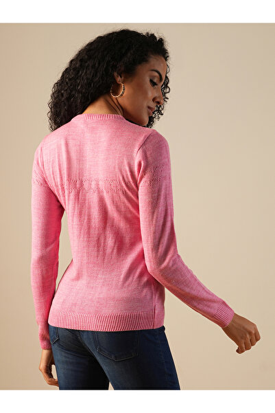 Globus By Styli Women Pink Ribbed Sweater