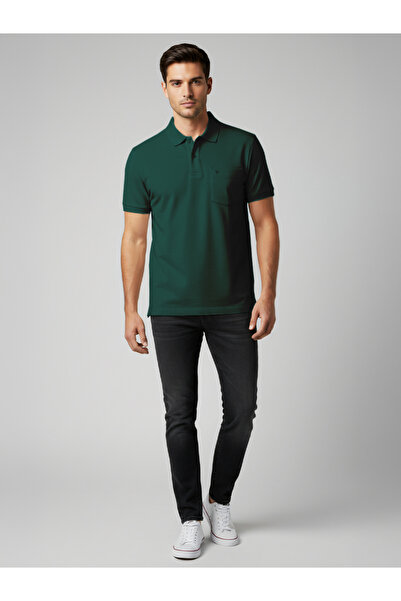 FERVORO By Styli Men Green Cotton Polo with Pocket