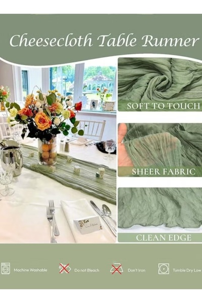Generic Table Runner 90 x 400cm Cheesecloth Table Runner Table Cover Romantic Table Decor Centerpieces
