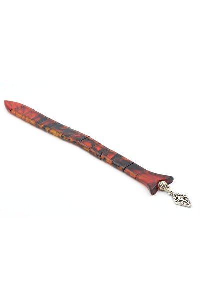 Murty99 Master Craft Fish Model Orange Black Crimped Amber Prayer Beads 001