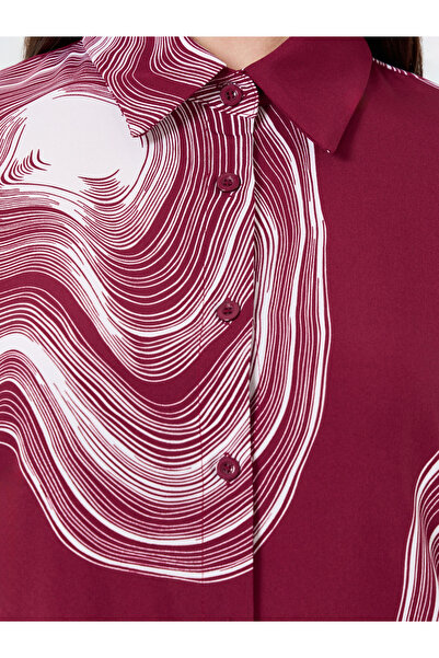 Take Two By Styli Burgundy Marble Print Longline Shirt and Pants Co-Ords