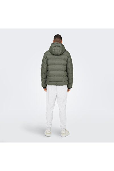 Only & Sons Μόνο & Υιοί Union χωρίς ραφές Life Puffer Ανδρικό Μπουφάν Γκρι με κουκούλα