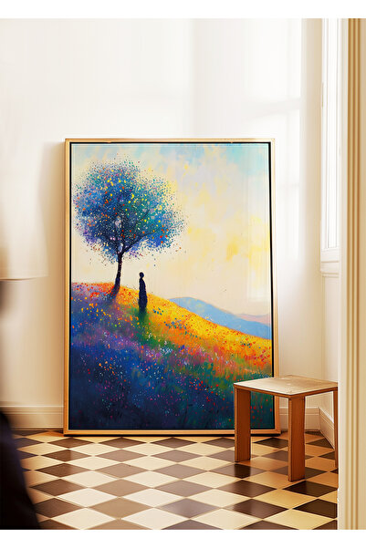 ARTHOUSECOLLECTIVE Meditație sub copac – Poster cu peisaj colorat – Poster fă...