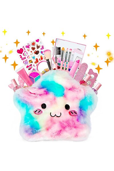 Generic Children's fabric makeup bag, star shape, 18 pieces, washable