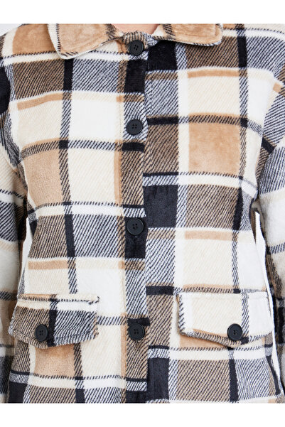 Take Two By Styli Checked Button Front Lapel Neck Long Sleeve Coat