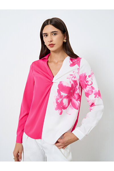 Take Two By Styli Floral Printed Ruffle Front Detail Long Sleeve Top