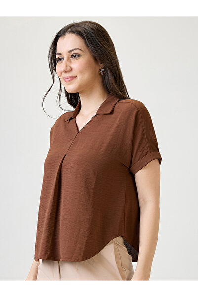Globus By Styli Brown Short Sleeve Top