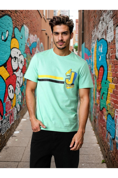 The Indian Garage Co By Styli Men Green Slim Fit Graphic T-Shirt