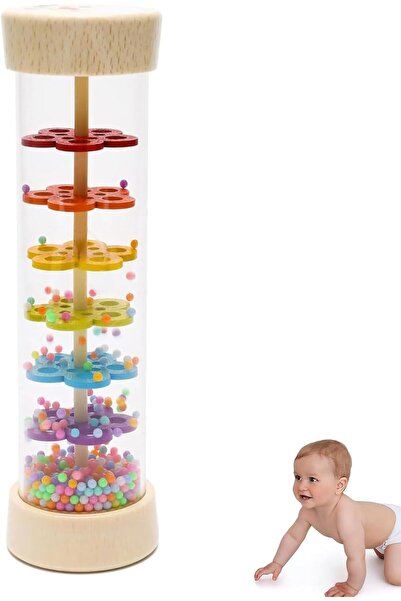 Yelajoy Children's Rain Stick - Montessori Baby Rattle (20 cm, Transparent)
