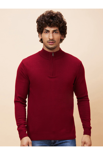 Globus By Styli Men Maroon Pure Acrylic Pullover