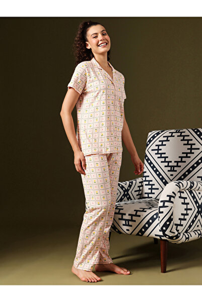 Clovia By Styli Flower Print Buttoned Shirt and Pyjama Set