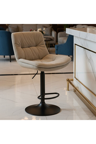 Ebticar Light Brown Premium Fabric Bar Chair – Channel Tufted