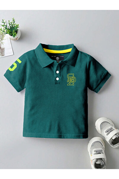 CODEZ By Styli Kids Green Cotton Polo T-Shirt
