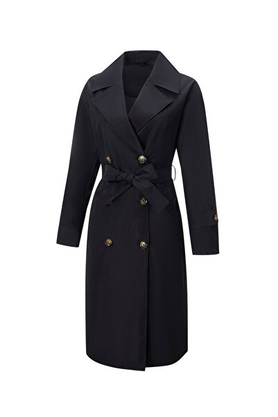 Take Two By Styli Solid Belted Button Longline Trench Coat
