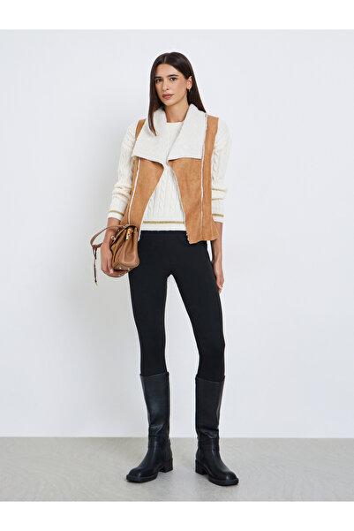 Take Two By Styli Suede Look Sleeveless Jacket with Inner Fleece