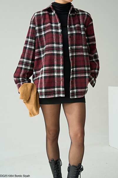 My Blog Burgundy - Black Plaid Shirt - 251064