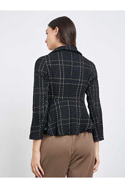 Take Two By Styli Black Tweed Buttoned Jacket