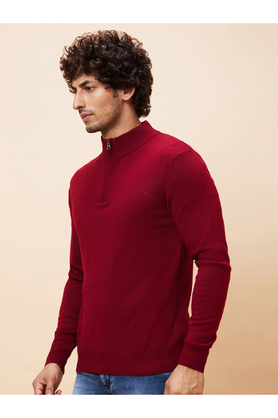 Globus By Styli Men Maroon Pure Acrylic Pullover