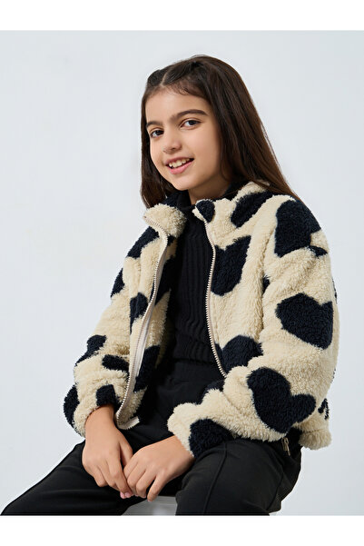 Styli Teens Heart Print Fleece Jacket