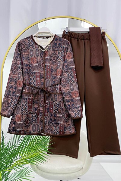 YILMAZBARMAZ Women's Ethnic Patterned Pants Suit