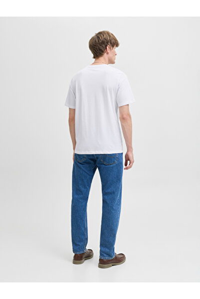 Jack & Jones Men White Graphic Logo Crew Neck T-Shirt