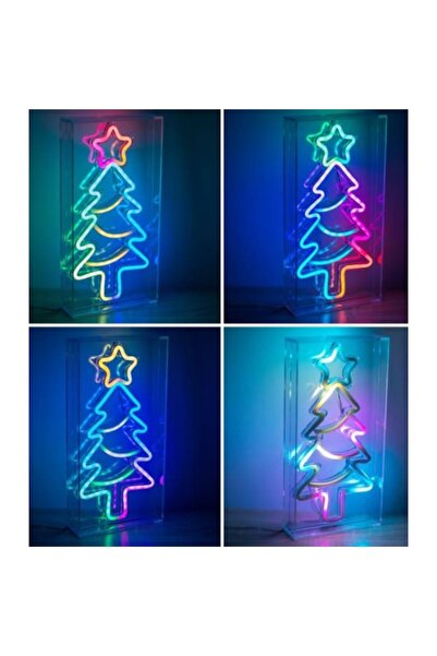 AB HOMES LED Neon Christmas Tree, 78 Multicolor LEDs, 15×5×30 cm, with Remote & USB