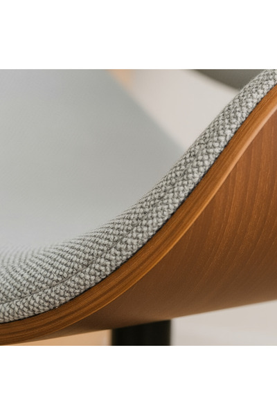 Ebticar Light Grey Fabric & Wood Bar Chair – Shell Back Design