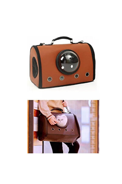 PisiMall Eco-leather pet carrier bag, brown, 40 x 31 x 22.5 cm