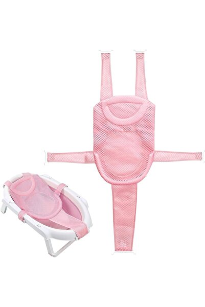 Generic Infant Bath Seat Mesh Support, Adjustable Non-Slip 5-Point Baby Bath Mat (0-6 months) - Pink