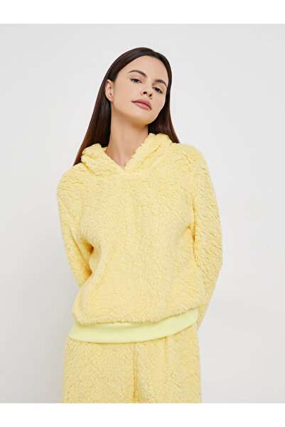 Styli Yellow Fleece Hoodie and Long Pyjama Set