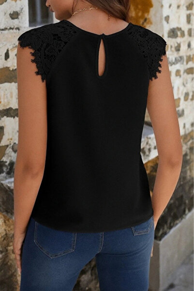 KentselBazaar Bluză creponată importată EQURI pentru femei, cu mânecă scurtă