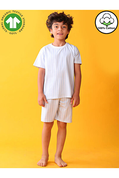 Anthrilo By Styli Kids Striped Cotton T-Shirt and Short Set