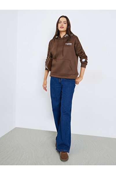 Styli Longline Printed Hoodie with Front Pocket