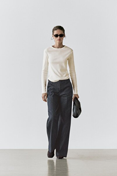 Massimo Dutti Orta bel geniş paça jean