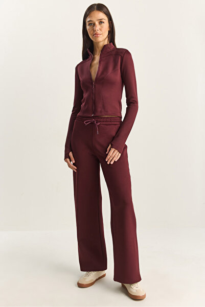 Bianco Lucci Women's Mock Neck Zippered Loose Pants Bottom-Top Set 04402 60283853