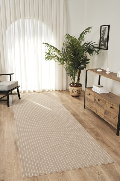 Konfor Halı Mono MN02 Bej Hav Toz Vermez Salon Mutfak Koridor Oturma Odası Yo...