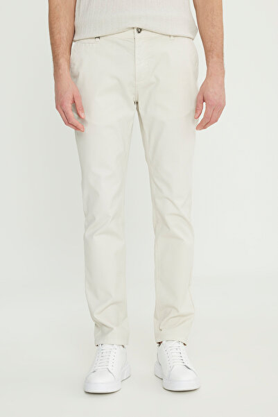 ALTINYILDIZ CLASSICS Men's Stone Cotton Slim Fit Slim Fit Side Pocket Dobby Stretch Casual Trousers
