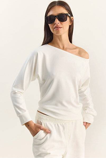 Bianco Lucci Γυναικεία μπλούζα με ανοιχτό ώμο από μαλακό μοντέλο 6096 60283840