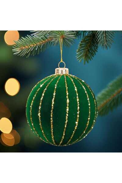 Ritzz Ornament pentru brad de Crăciun din catifea aurie, verde, 10 cm (1 bucată)