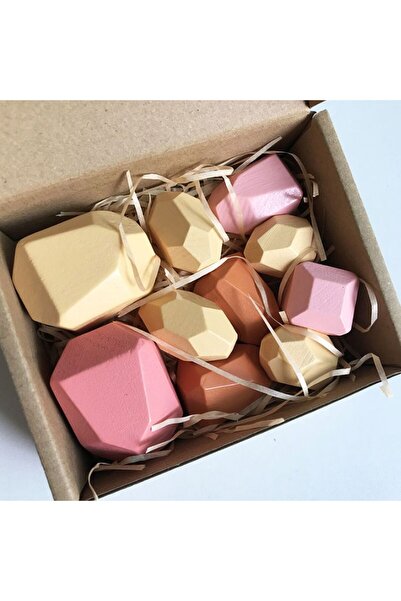 Pitikot Set of 10 Montessori Wooden Pitikot® Stones, Pink Balance Blocks, Creative Toy for Little Girls