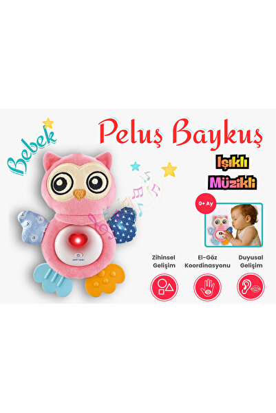 VARDEM OYUNCAK Sesli ve Işıklı Bebek Yatıştırıcı Baykuş Peluş Oyuncak