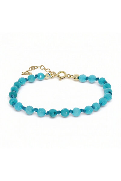 HANNY Bratara din jad turcoaz si argint placat cu aur 24k