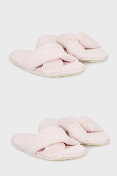 Lela Papuci cu textura moale din pluș încrucișat, pachet de 2 papuci 6722001S2