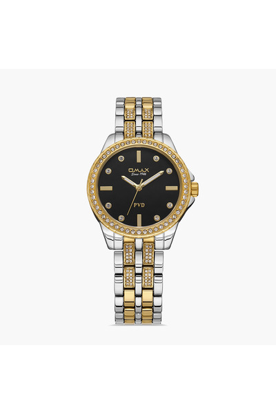 Omax Women Black Dial Analog Watch with Silver & Gold Strap - 00JSS014N002 | ...