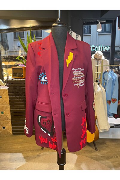 Forever Women's Embroidered Long Sleeve Special Design Blazer Jacket