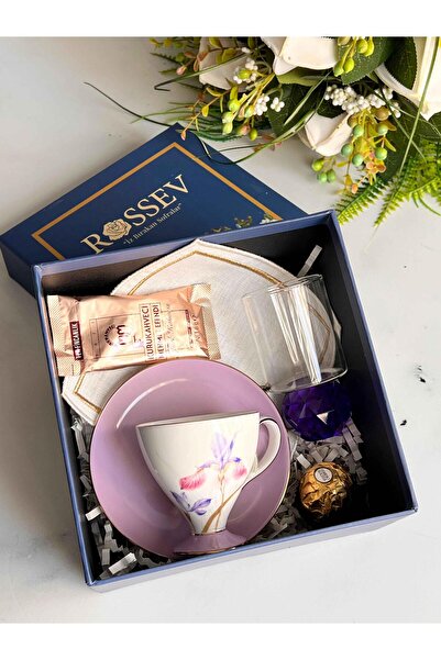 ROSSEV Hediyelik Veronica İris Kişiye Özel Hediye Kutulu Fincan Takımı